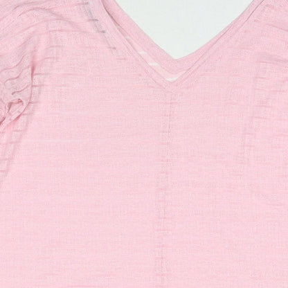 Next Womens Pink V-Neck Polyester Pullover Jumper Size 8