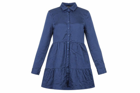 Missguided Womens Blue Polyester Shirt Dress Size 12 Collared Button