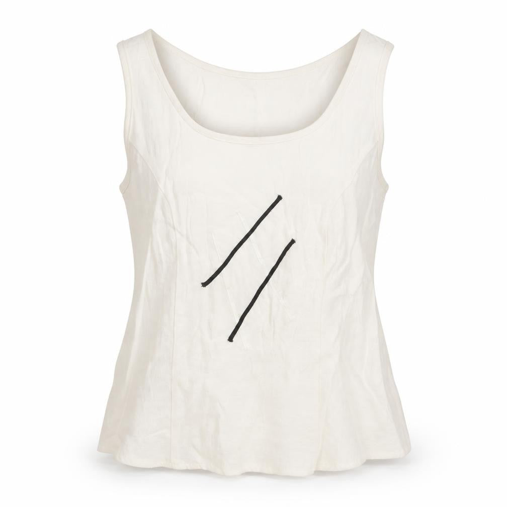 Jorli Womens White Viscose Basic Tank Size 10 Scoop Neck - Geometric Detail