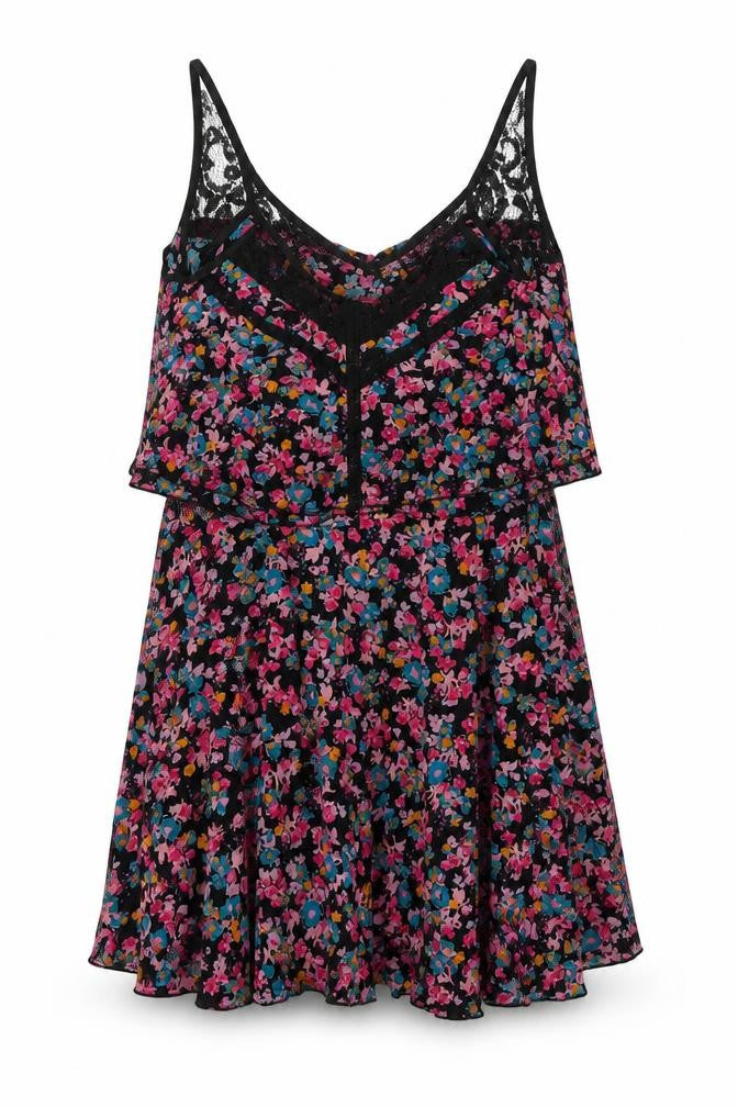 Smash Womens Multicoloured Floral Polyester Tank Dress Size L V-Neck Pullover