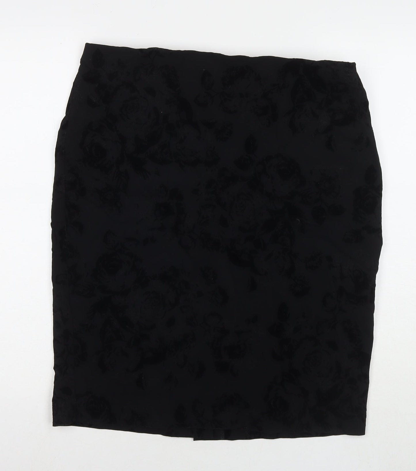 Roman Womens Black Geometric Polyester A-Line Skirt Size 18