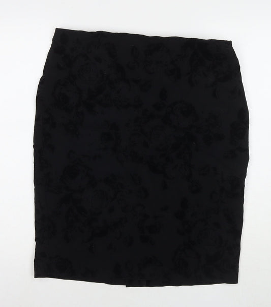 Roman Womens Black Geometric Polyester A-Line Skirt Size 18