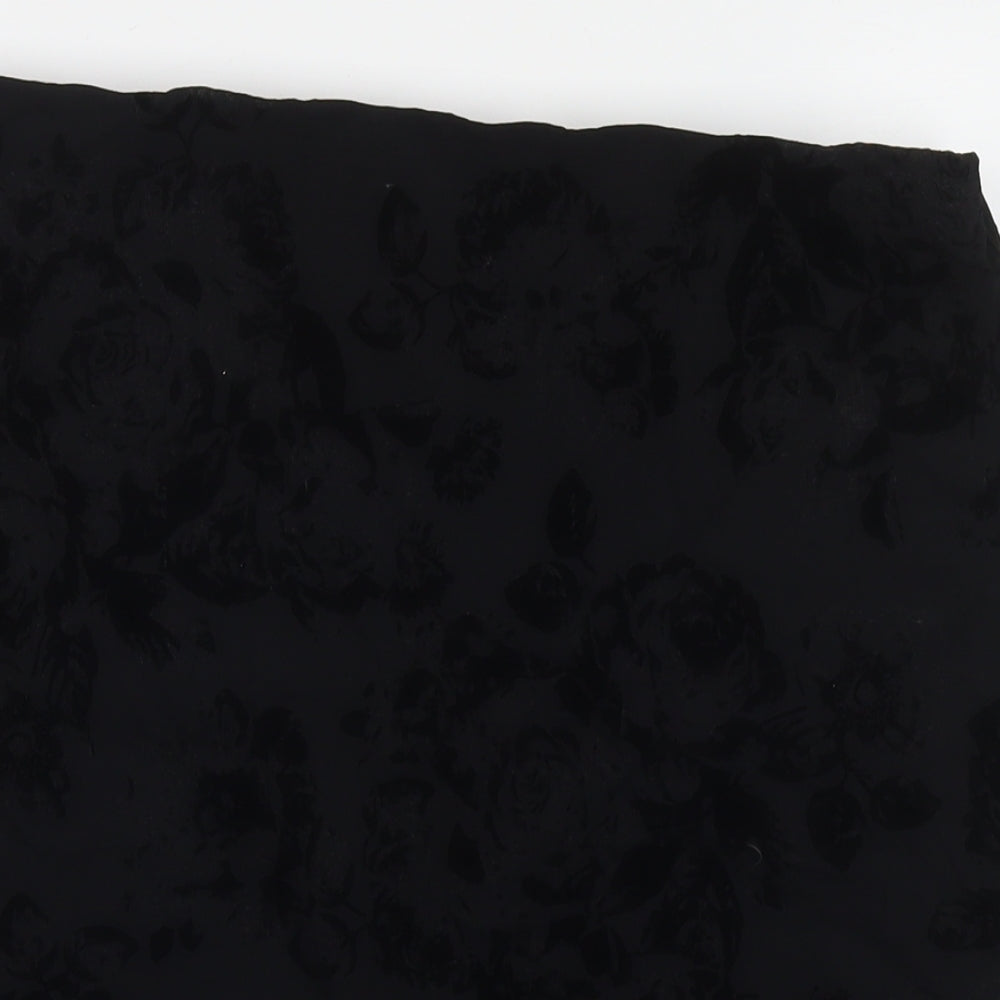Roman Womens Black Geometric Polyester A-Line Skirt Size 18