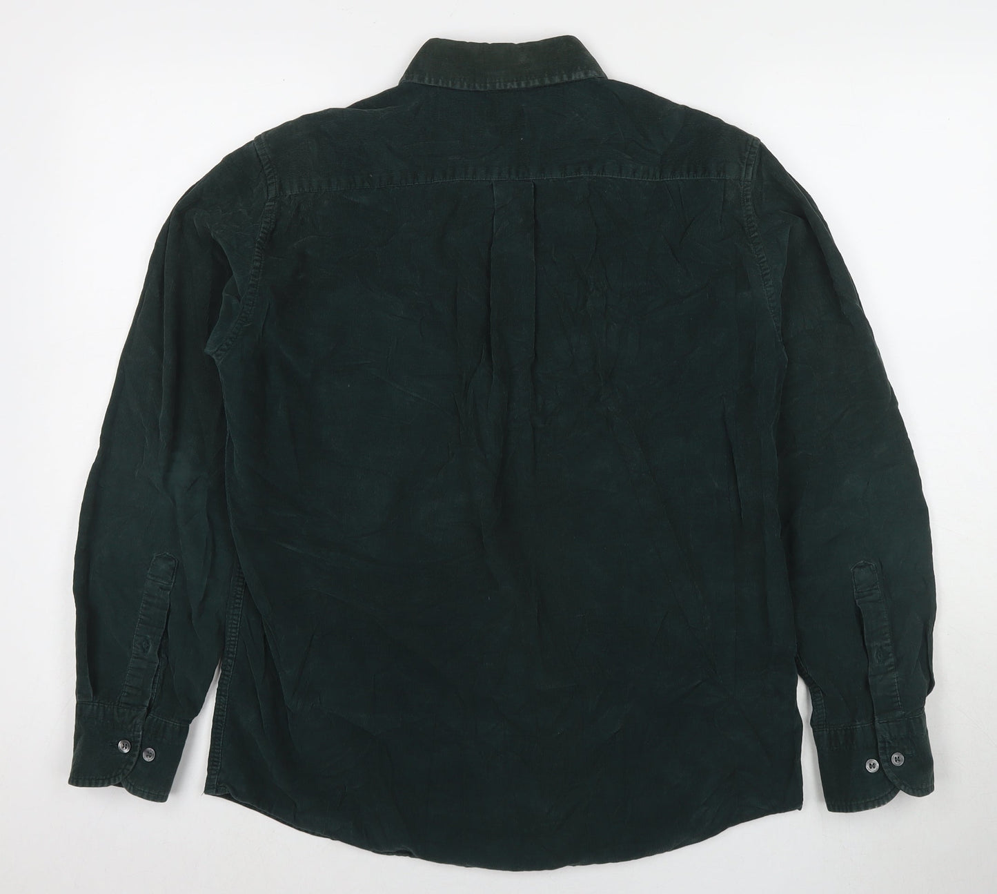 Blue Harbour Mens Green Cotton Button-Up Size S Collared Button