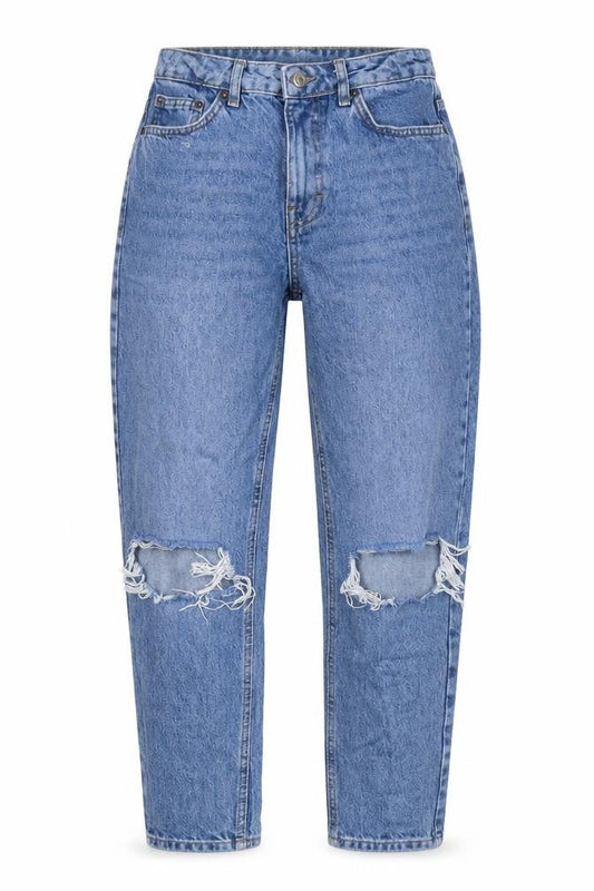 Topshop Womens Blue Cotton Mom Jeans Size 26 L28 in Regular Zip