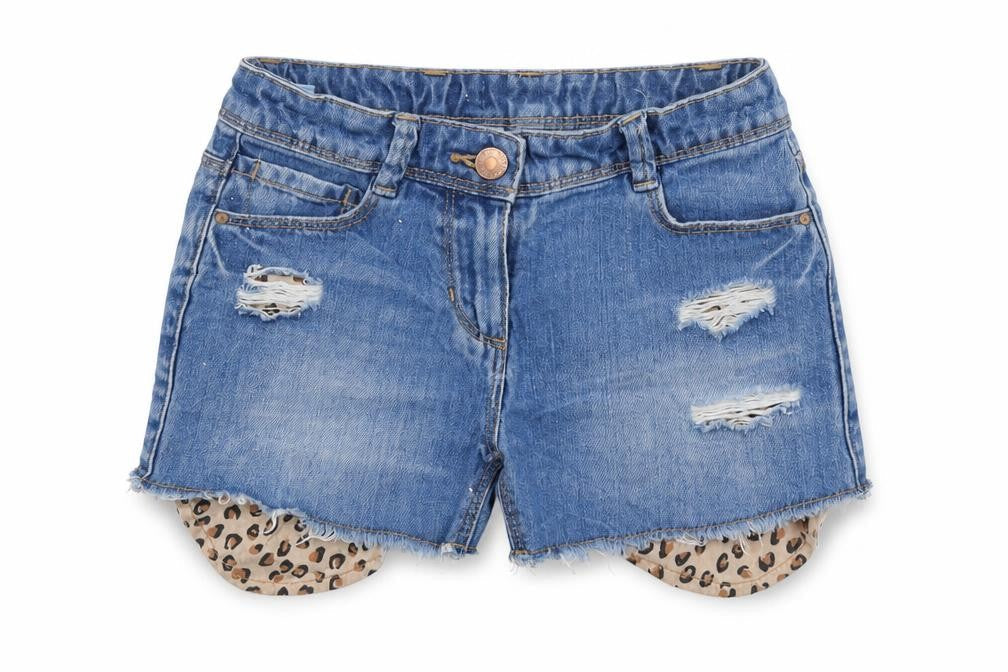 NEXT Girls Blue Cotton Hot Pants Shorts Size 7 Years L3 in Regular Zip