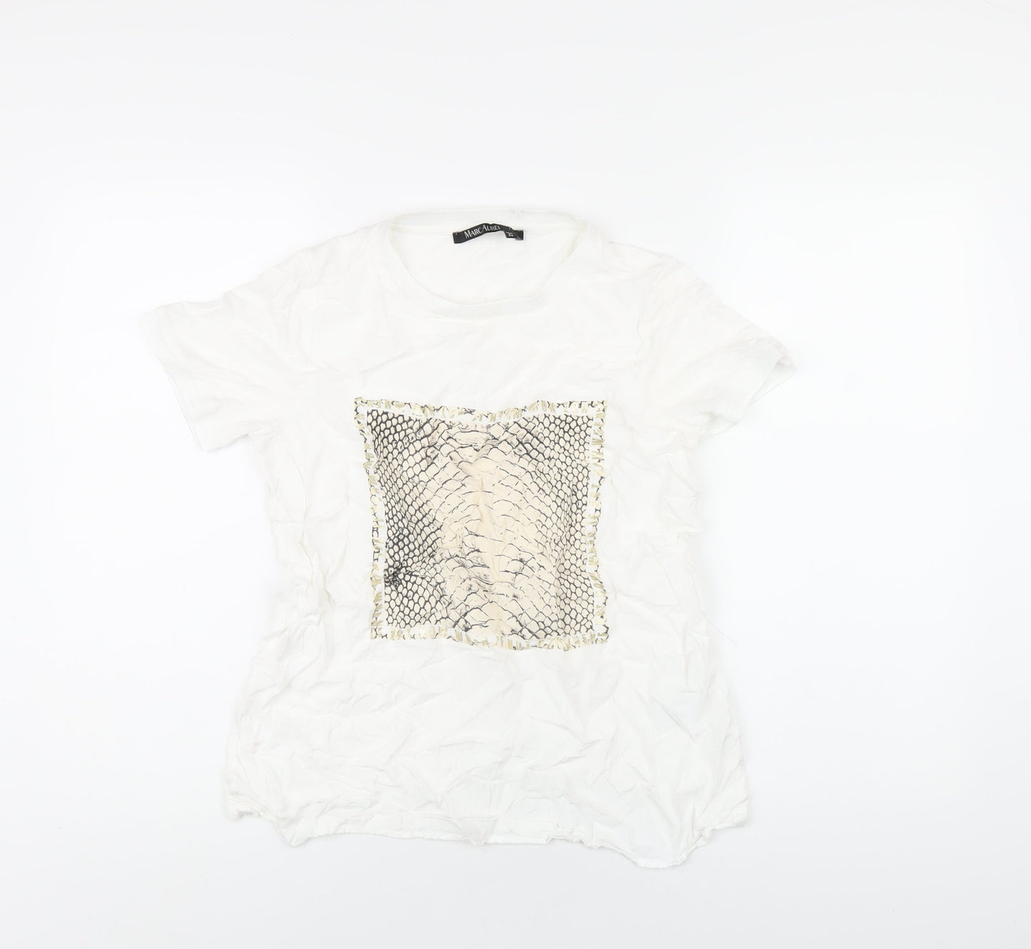 Marc Aurel Womens White Viscose Basic T-Shirt Size 6 Round Neck