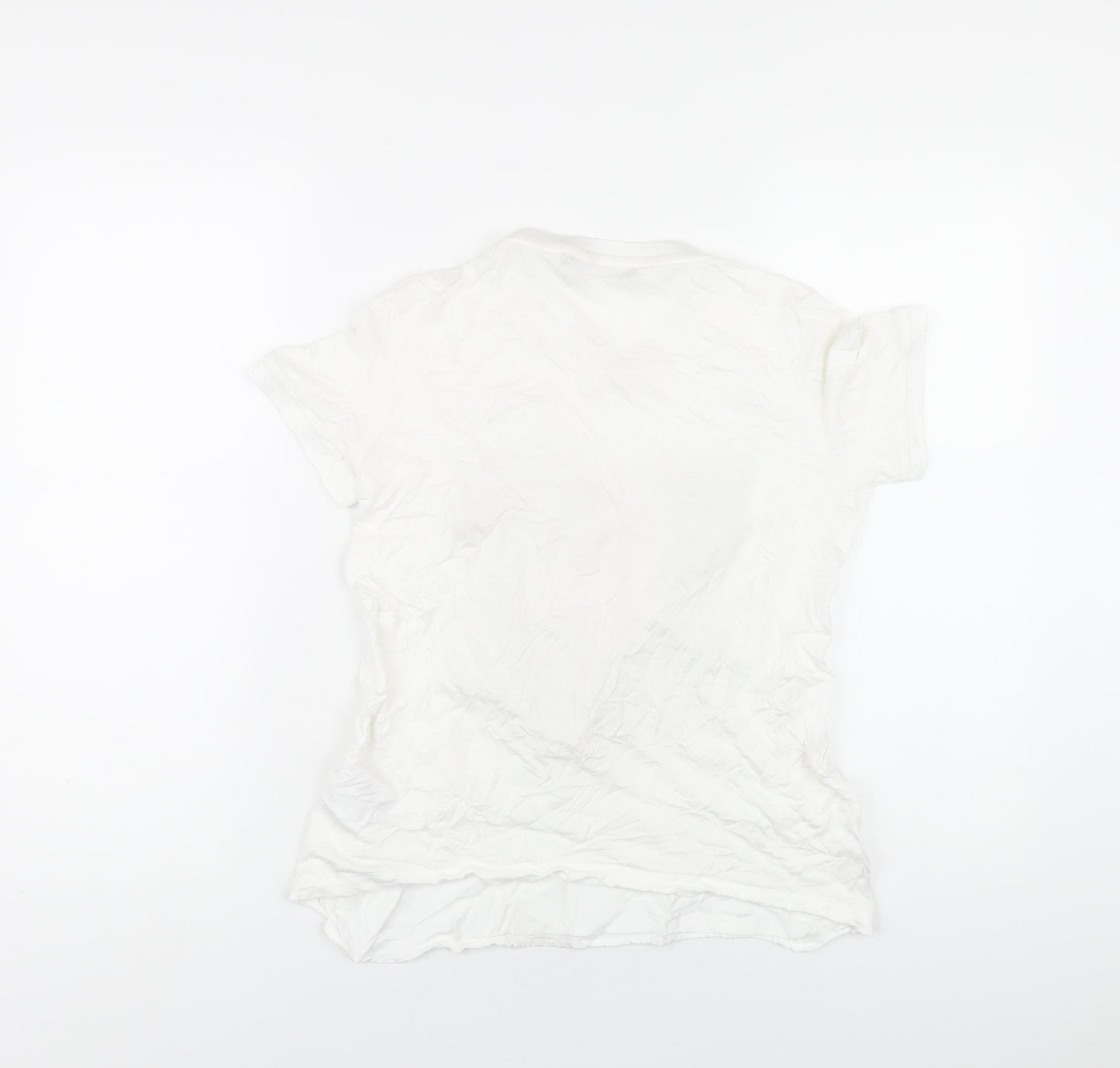 Marc Aurel Womens White Viscose Basic T-Shirt Size 6 Round Neck