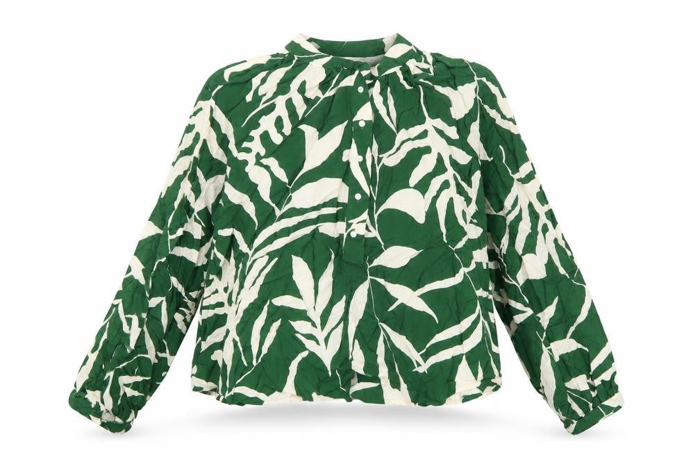 H&M Womens Green Geometric Viscose Basic T-Shirt Size S Round Neck