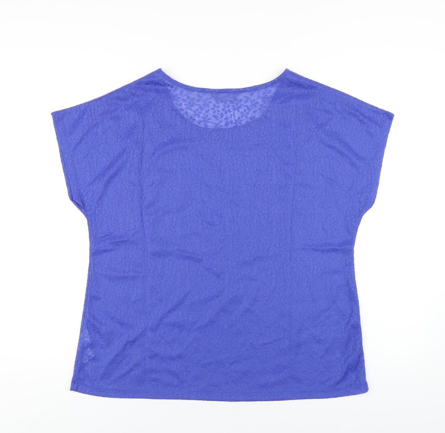 Anthology Womens Blue Polyester Basic T-Shirt Size 14 Round Neck