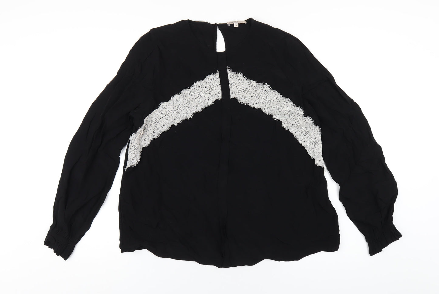 Marks and Spencer Womens Black Viscose Basic Blouse Size 16 Round Neck