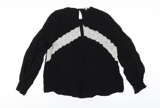 Marks and Spencer Womens Black Viscose Basic Blouse Size 16 Round Neck