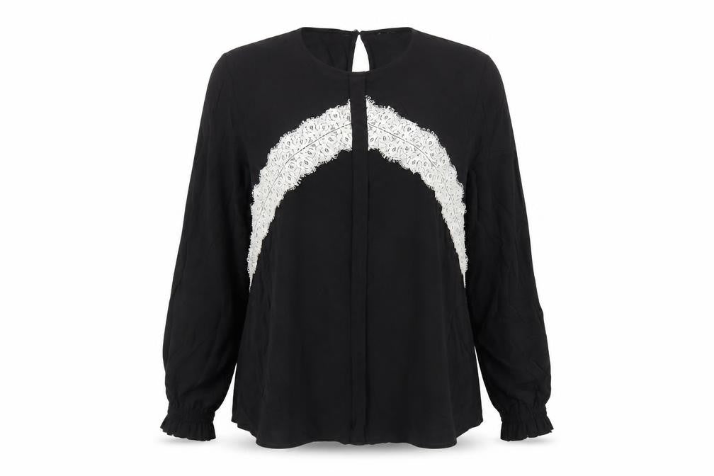 Marks & Spencer Womens Black Viscose Basic Blouse Size 16 Round Neck