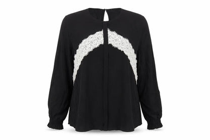 Marks & Spencer Womens Black Viscose Basic Blouse Size 16 Round Neck