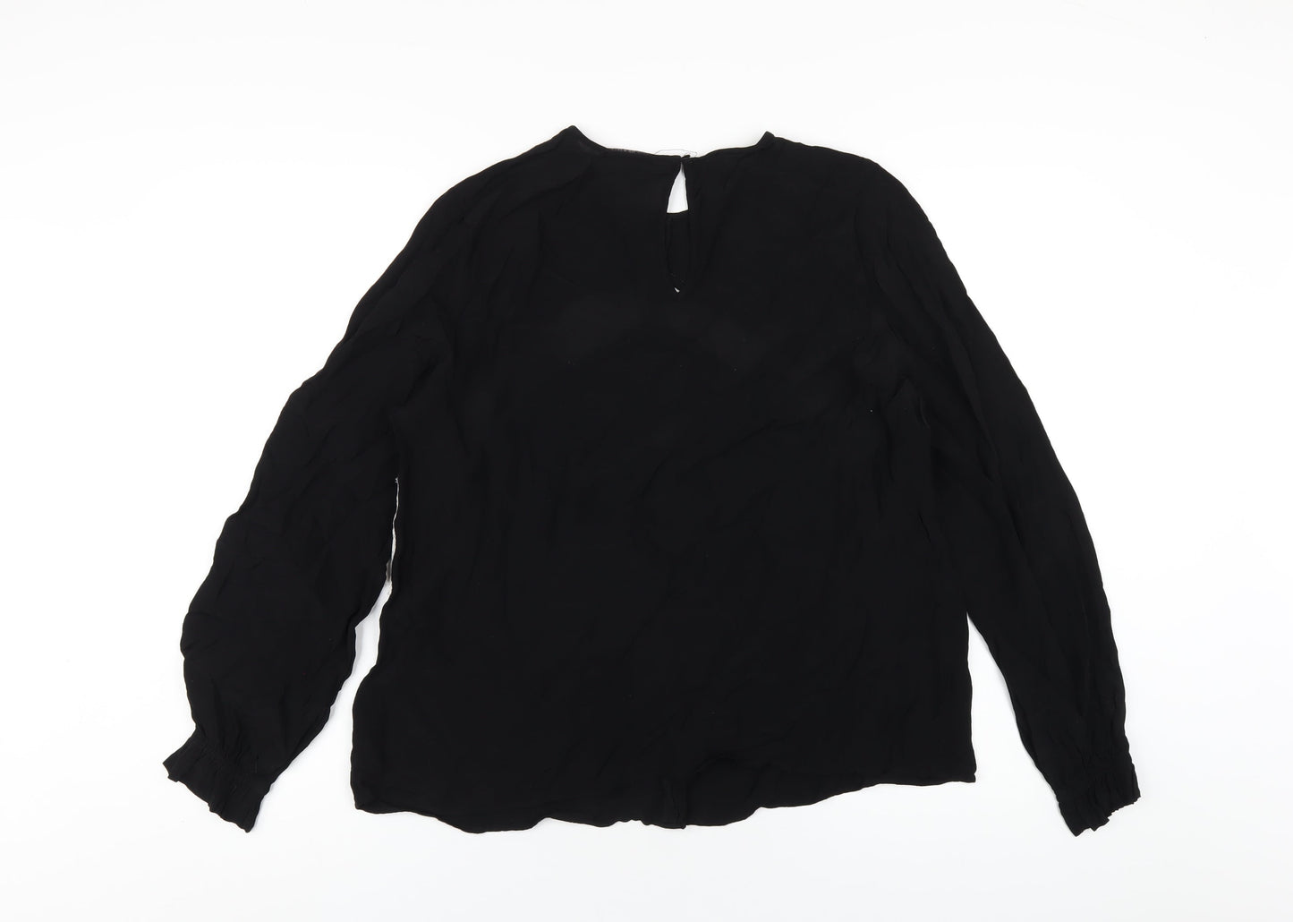 Marks and Spencer Womens Black Viscose Basic Blouse Size 16 Round Neck
