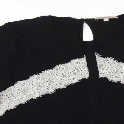Marks & Spencer Womens Black Viscose Basic Blouse Size 16 Round Neck
