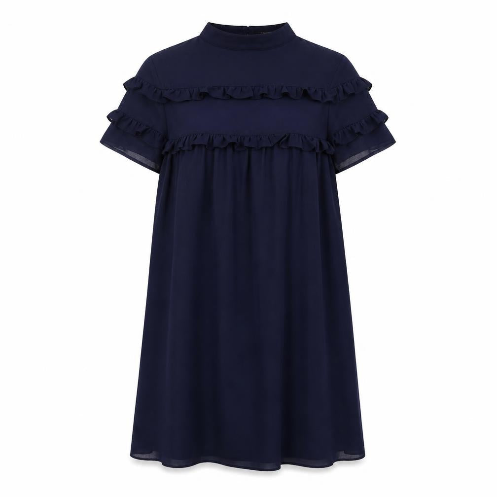 Fashion Union Womens Blue Polyester A-Line Size 12 Round Neck Button