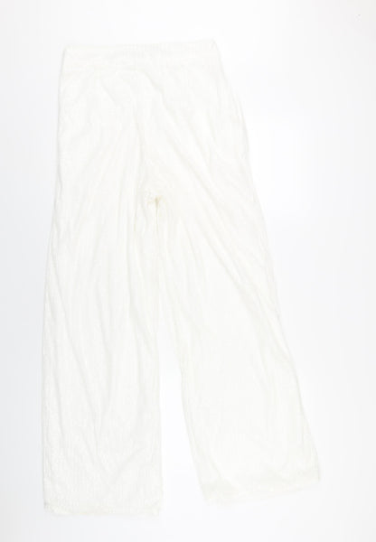 Nasty Gal Womens White Polyester Trousers Size 10 L31 in Regular Zip - Sequin