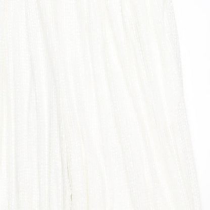 Nasty Gal Womens White Polyester Trousers Size 10 L31 in Regular Zip - Sequin