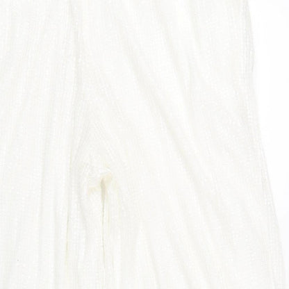 Nasty Gal Womens White Polyester Trousers Size 10 L31 in Regular Zip - Sequin