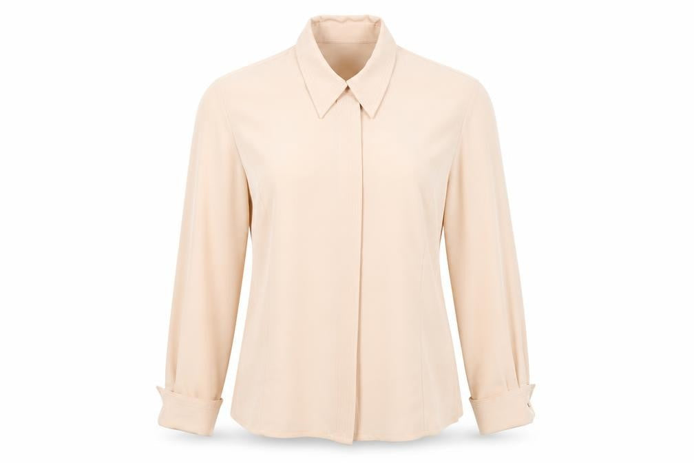 Precis Womens Beige Polyester Basic Button-Up Size 14 Collared