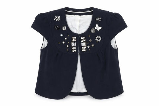 River Island Womens Blue Jacket Size 10 Hook & Eye - Beaded Neckline
