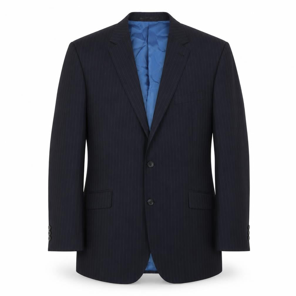 Skopes Mens Black Striped Wool Jacket Blazer Size 46 Regular