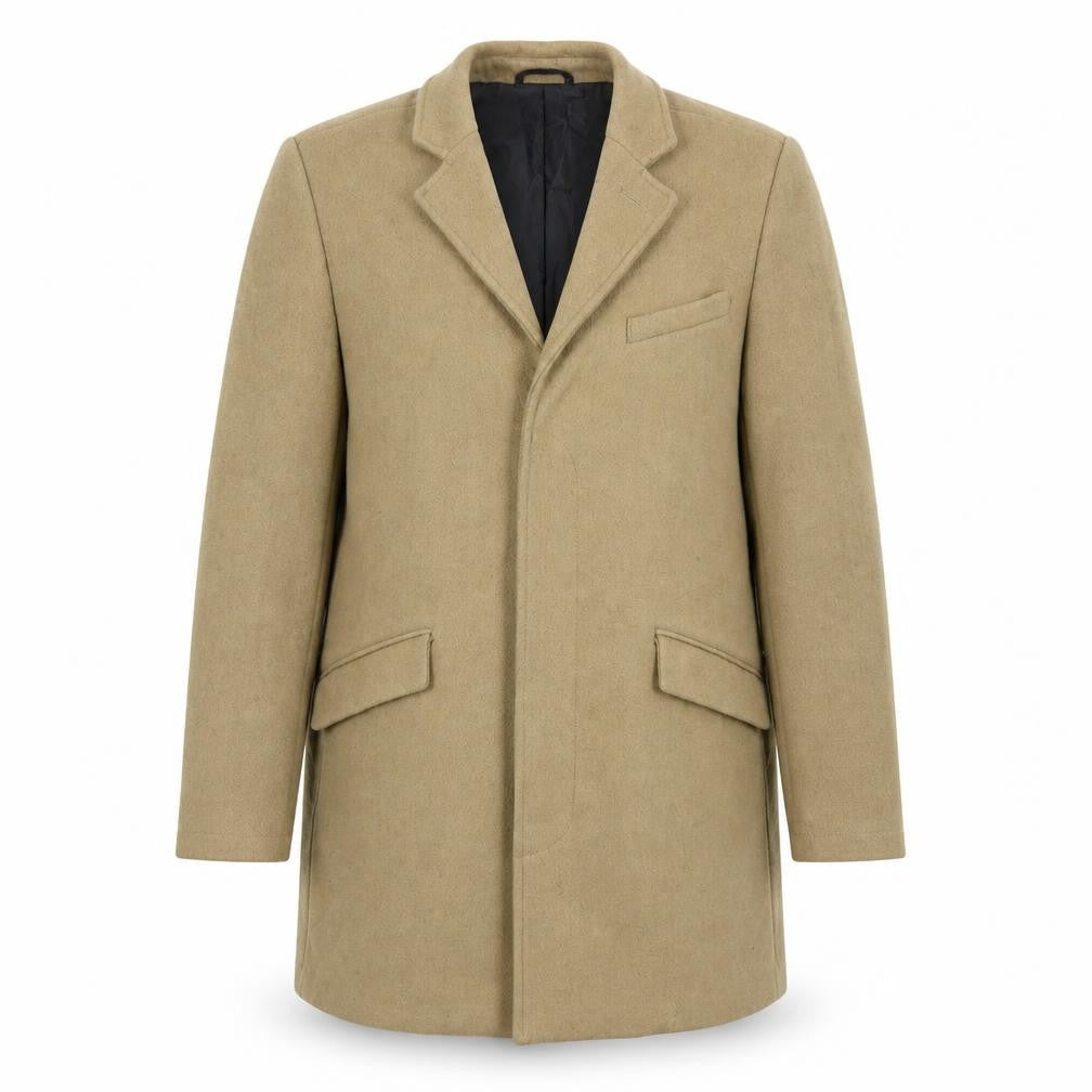 Topman Mens Beige Pea Coat Coat Size S Button