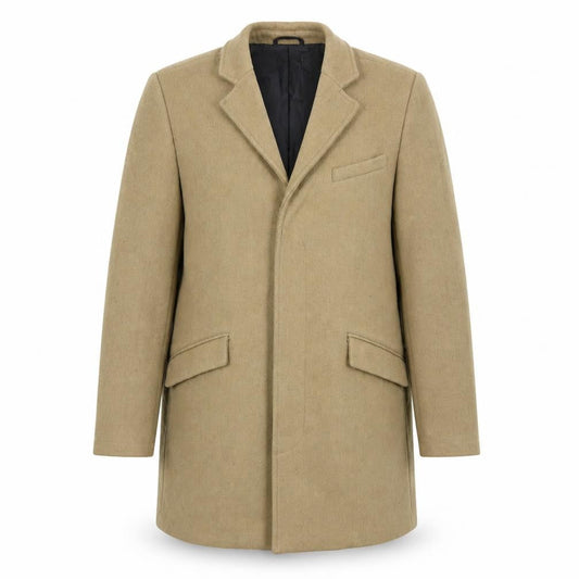 Topman Mens Beige Pea Coat Coat Size S Button