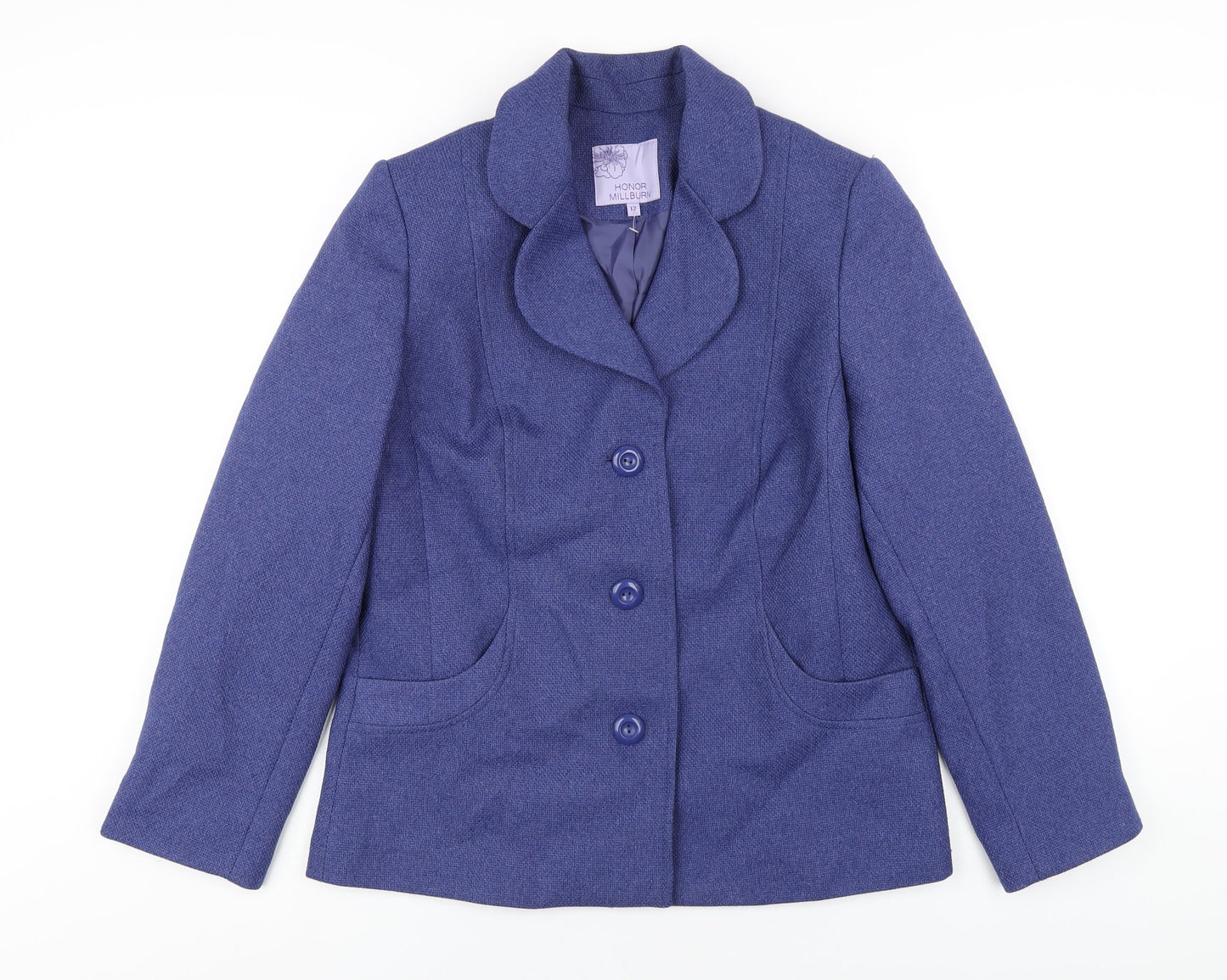 EWM Womens Blue Pea Coat Coat Size 12 Button