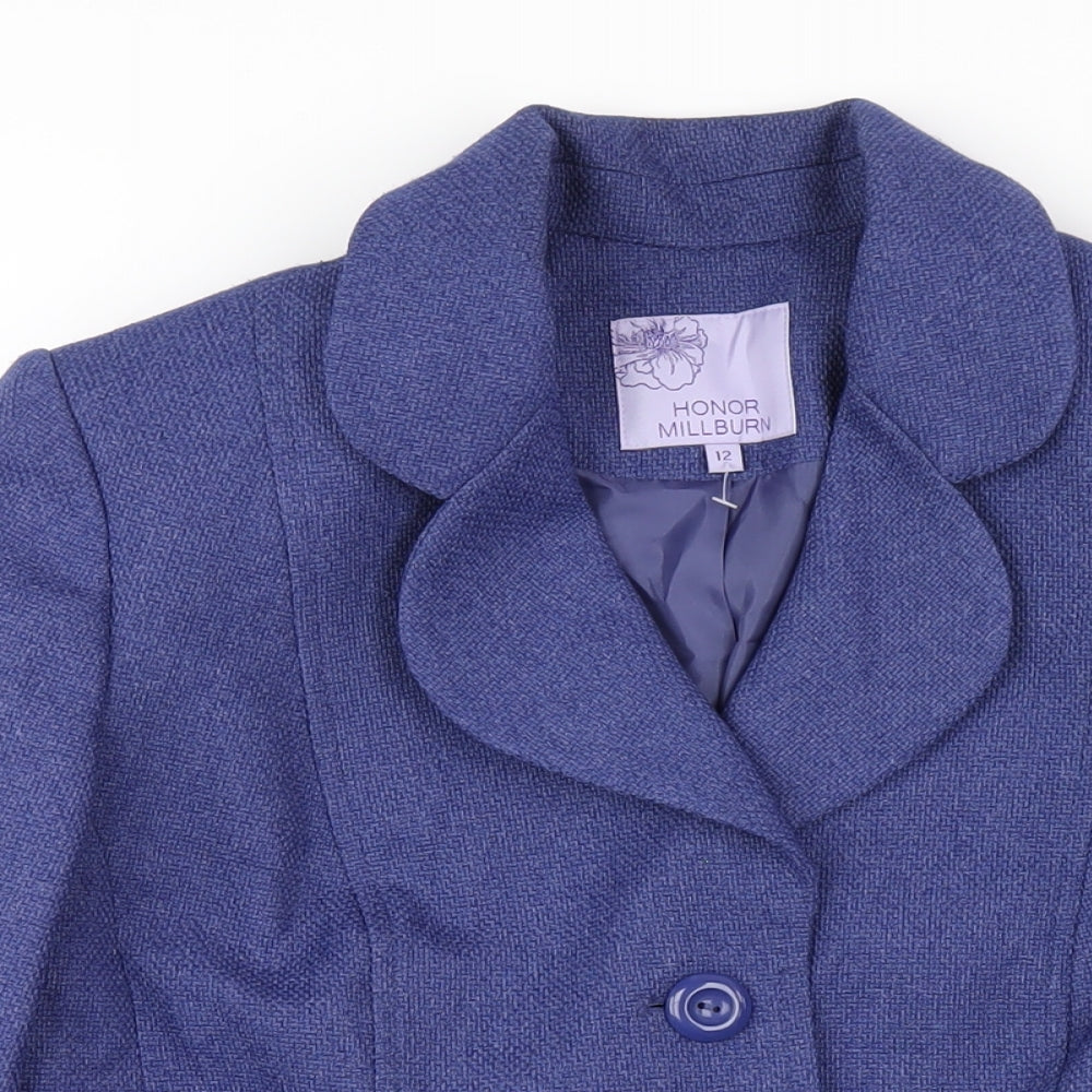 EWM Womens Blue Pea Coat Coat Size 12 Button