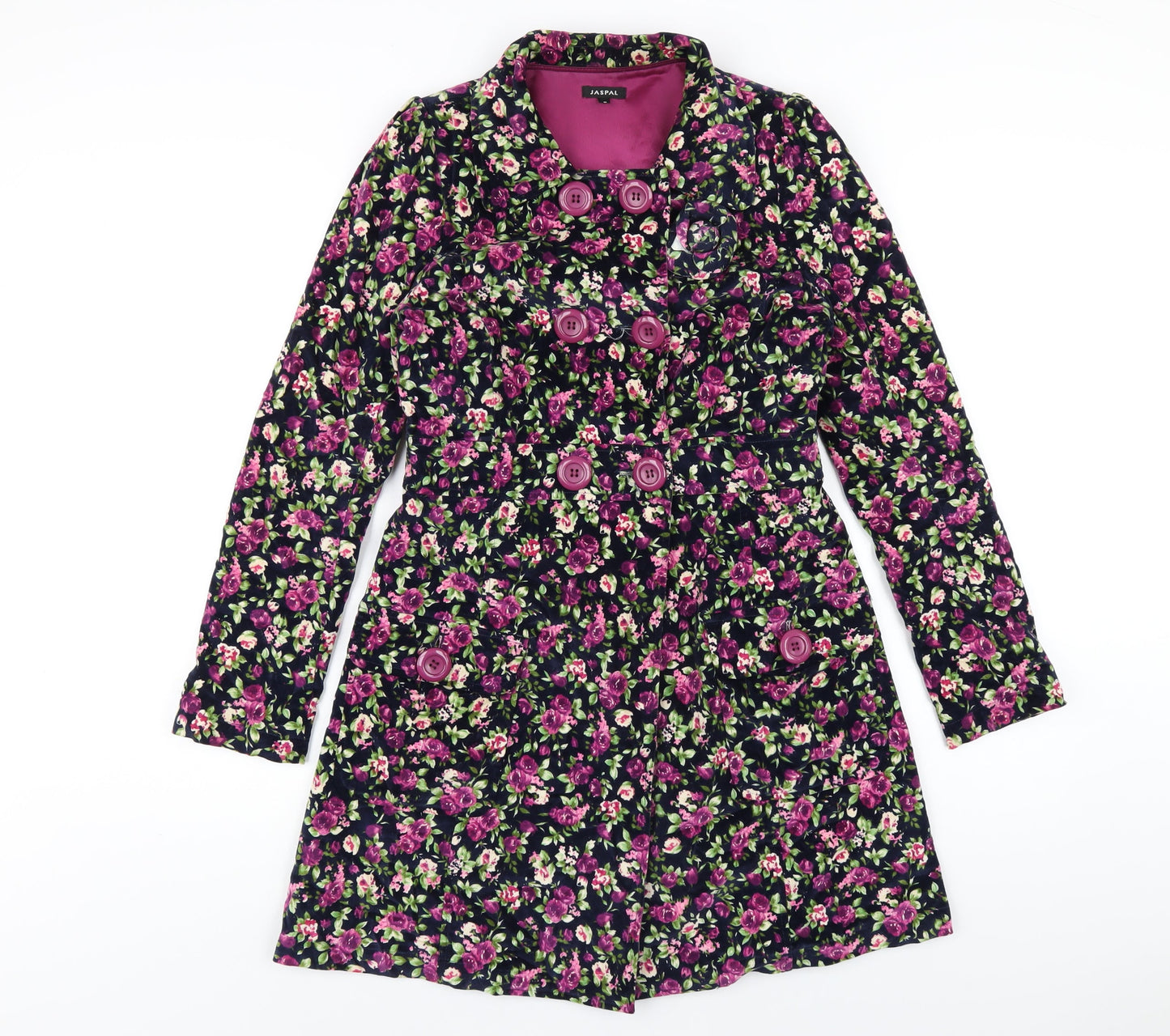 Jaspal Womens Multicoloured Floral Overcoat Coat Size S Button