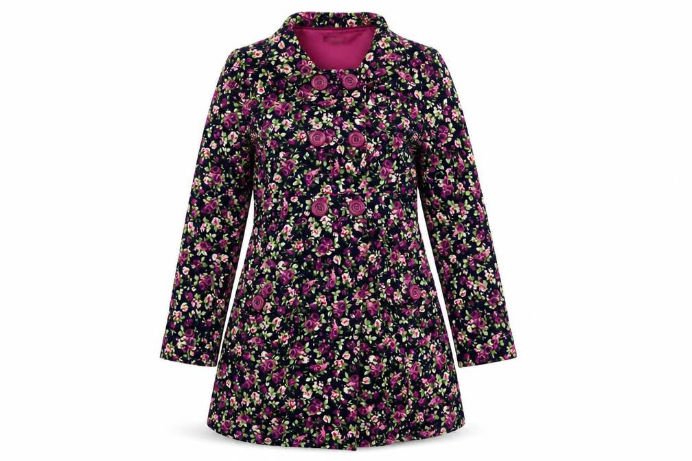 Jaspal Womens Multicoloured Floral Overcoat Coat Size S Button