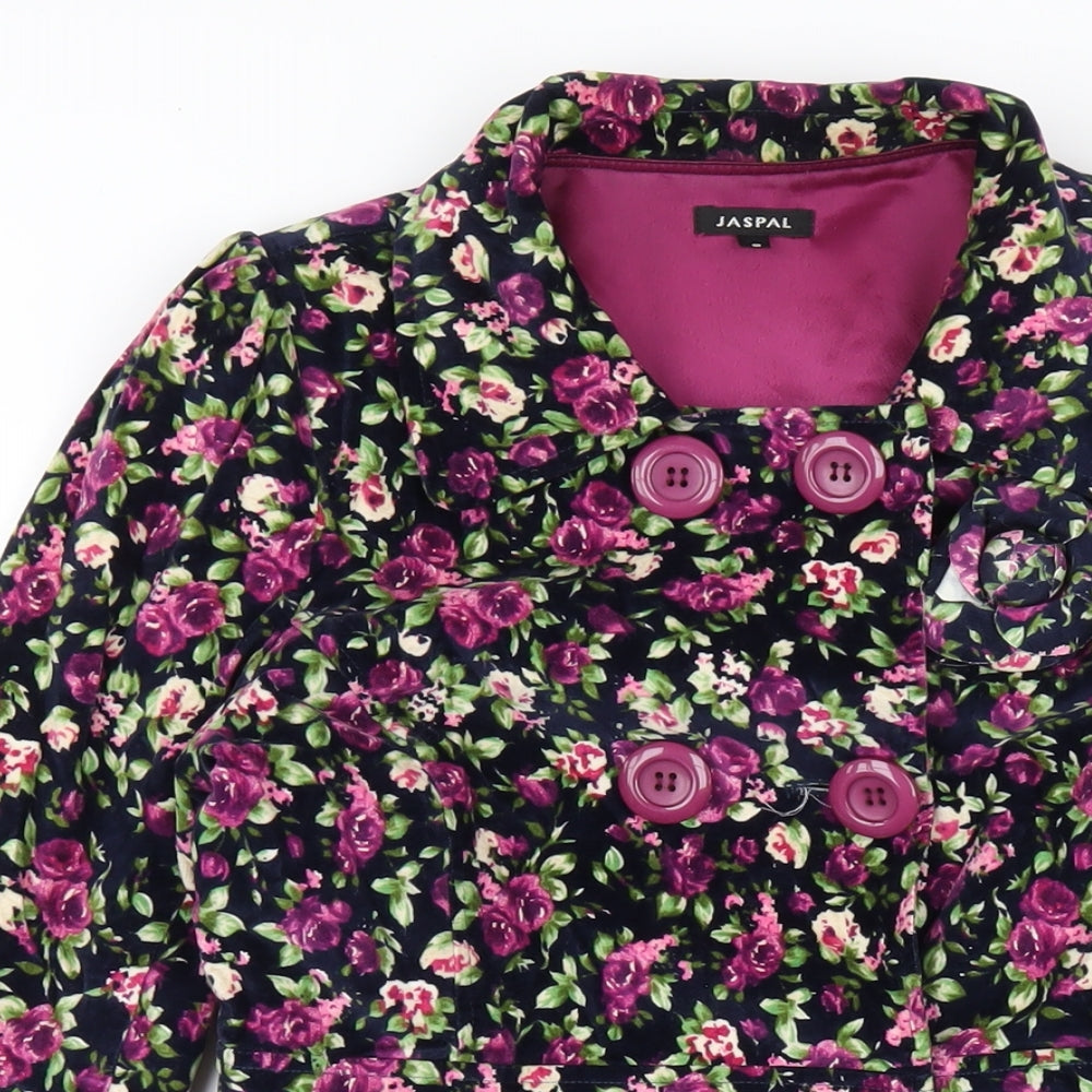 Jaspal Womens Multicoloured Floral Overcoat Coat Size S Button