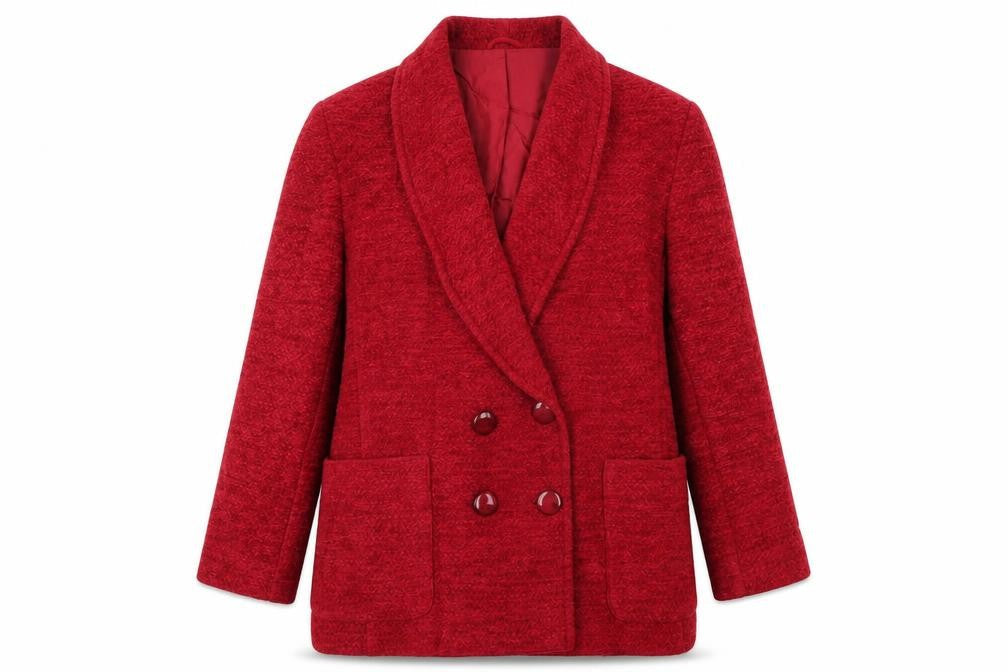 St Michael Womens Red Pea Coat Coat Size 14 Button