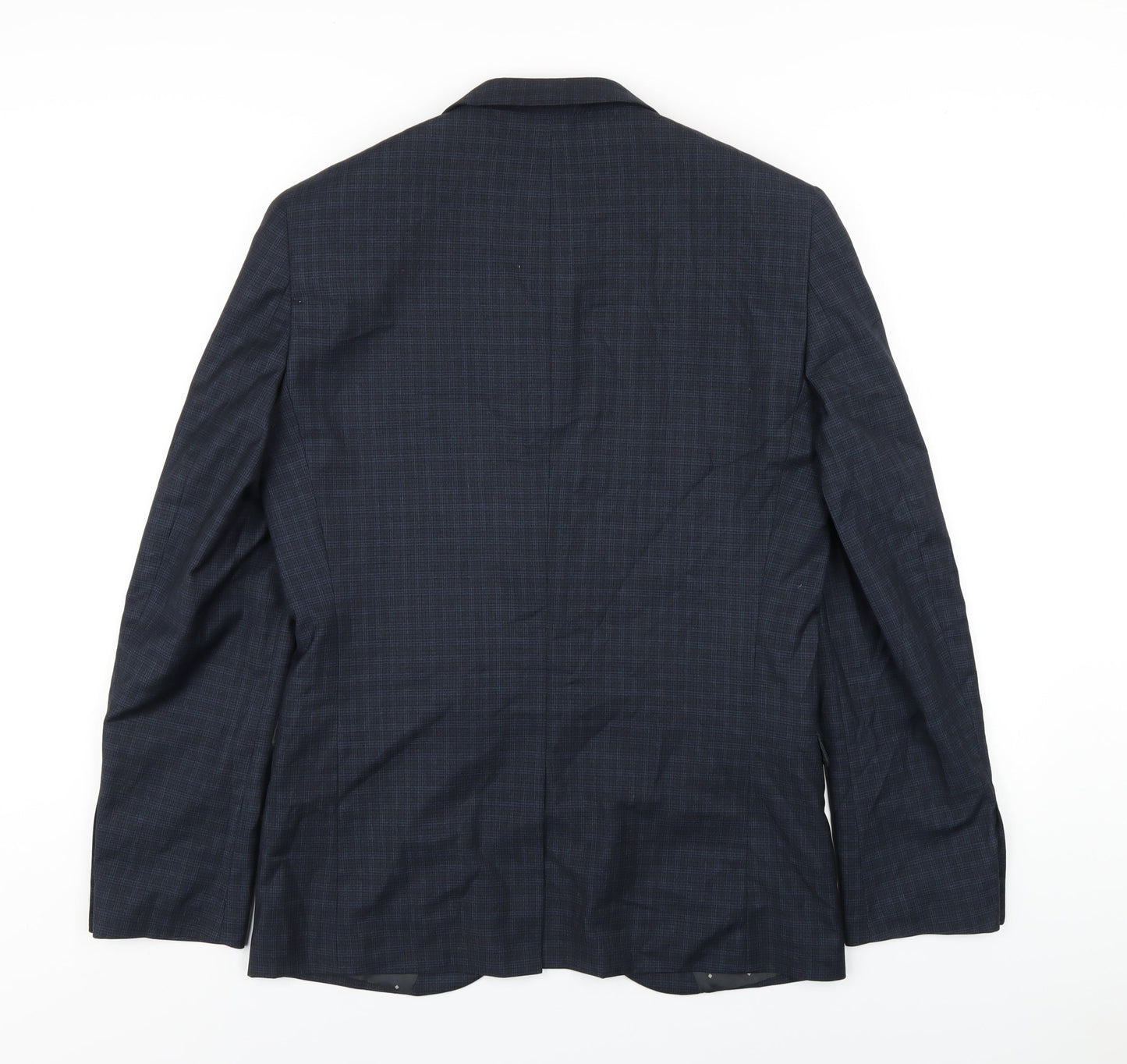 NEXT Mens Blue Plaid Polyester Jacket Blazer Size 38 Regular