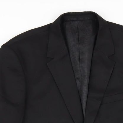 Peter England Mens Black Polyester Jacket Blazer Size 40 Regular