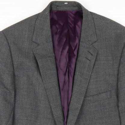 Close-up detail of Autograph men’s grey wool jacket blazer, size 40, regular