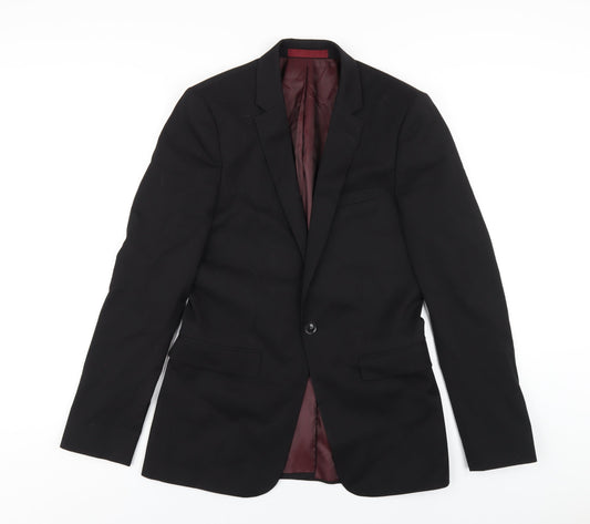 Topman Mens Black Polyester Jacket Blazer Size 36 Regular