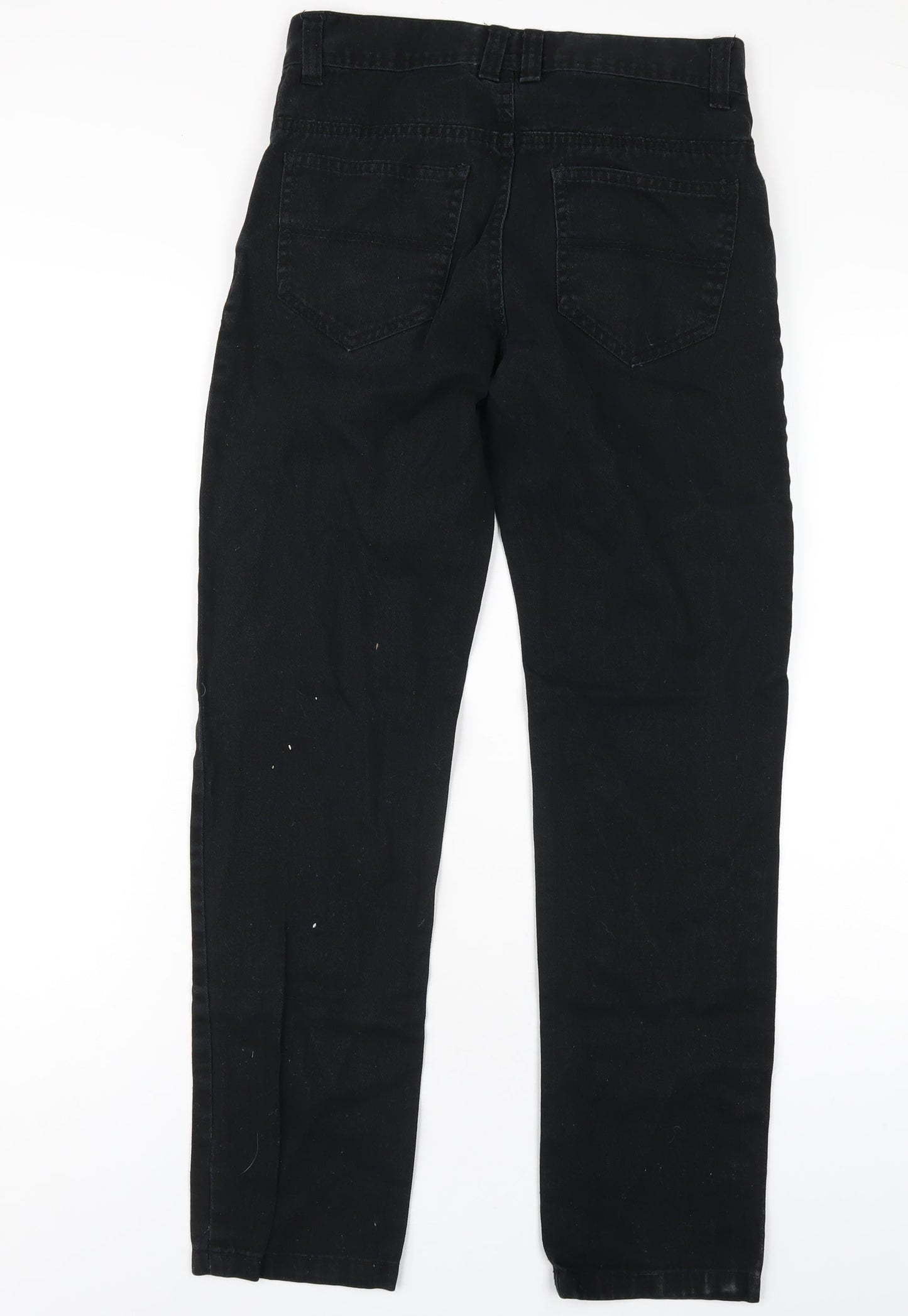 Peacocks Mens Black Cotton Straight Jeans Size 28 in L30 in Slim Zip