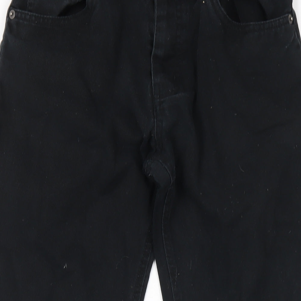 Peacocks Mens Black Cotton Straight Jeans Size 28 in L30 in Slim Zip