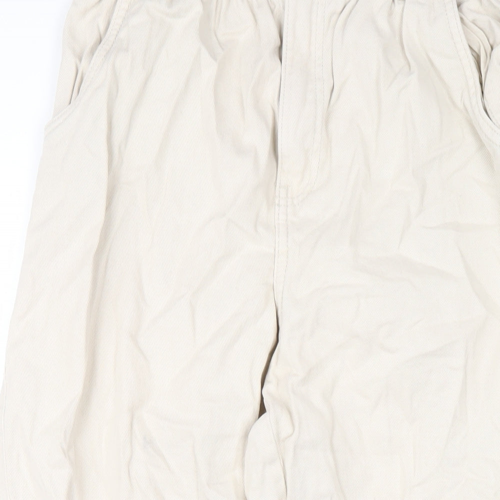 H&M Womens Ivory Cotton Straight Jeans Size 10 L28 in Regular Zip - Paperbag Waist