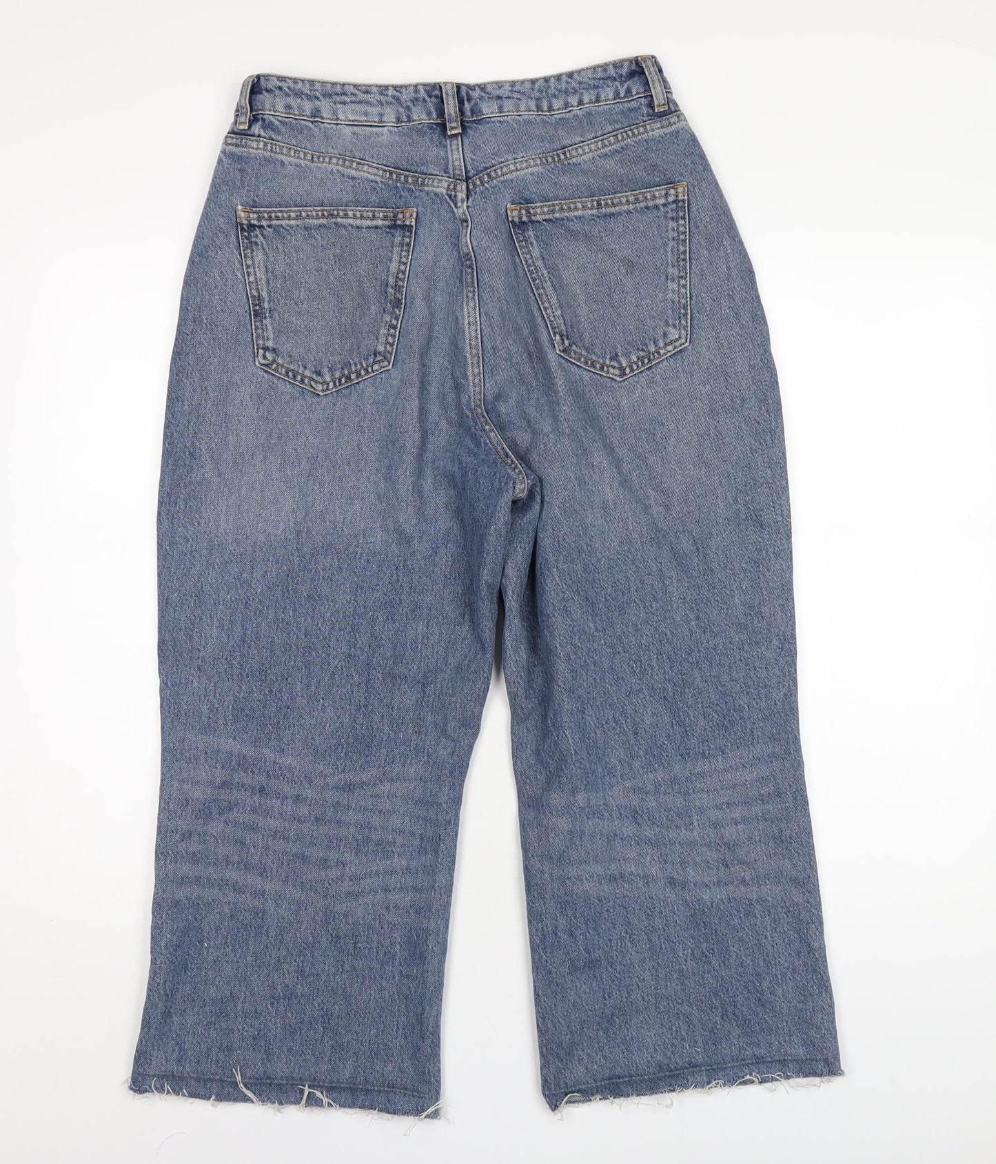 NEXT Womens Blue Cotton Wide-Leg Jeans Size 12 L23 in Regular Zip