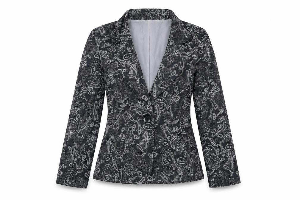 Oasis Womens Black Paisley Jacket Blazer Size 12 Button