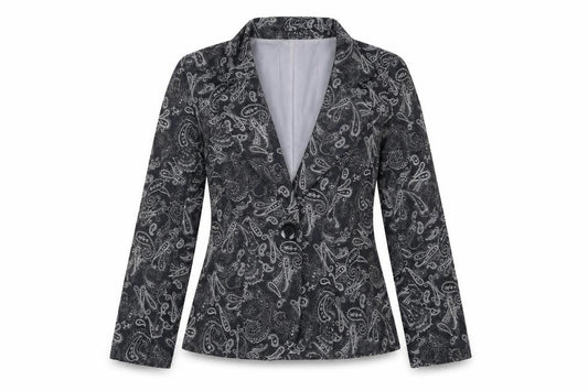 Oasis Womens Black Paisley Jacket Blazer Size 12 Button