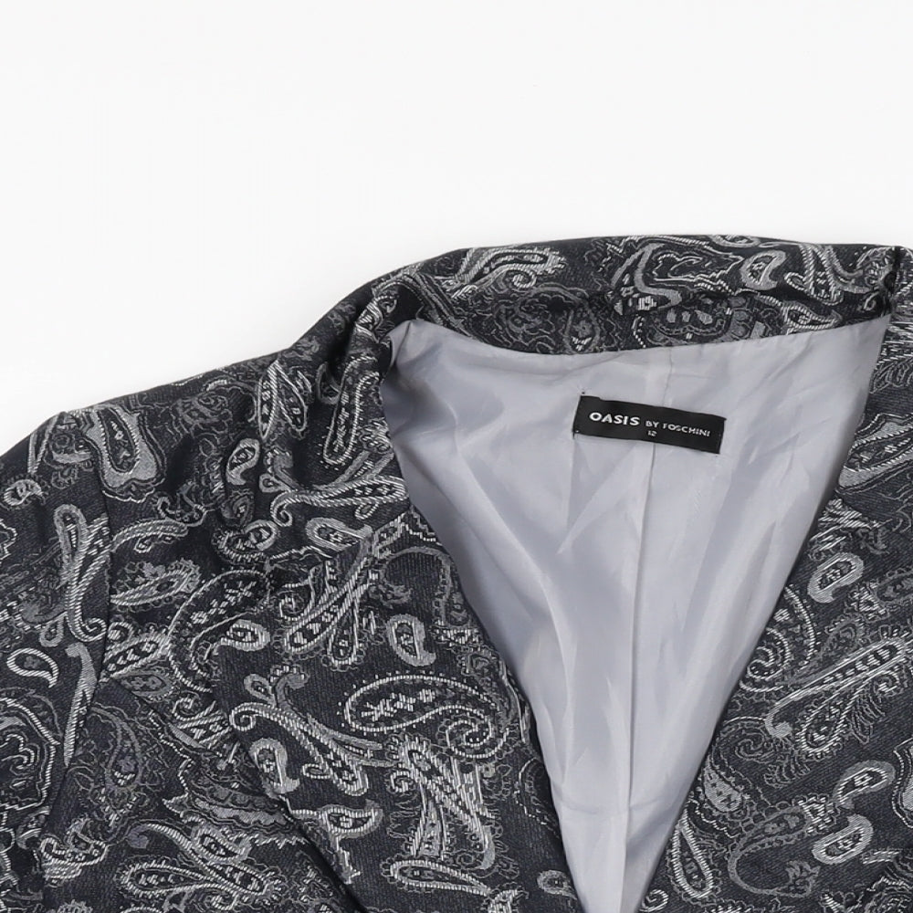 Oasis Womens Black Paisley Jacket Blazer Size 12 Button