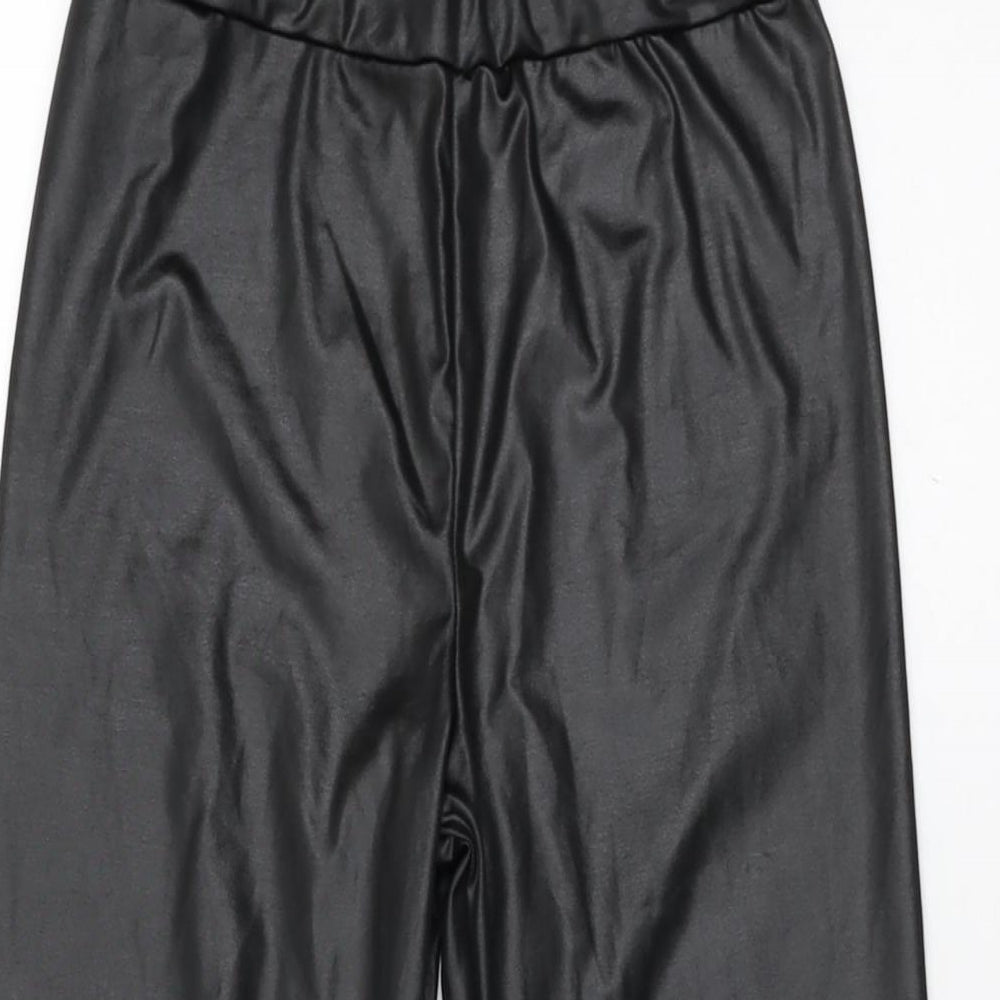 Boohoo Womens Black Polyester Pedal Pusher Leggings Size 4 L26 in