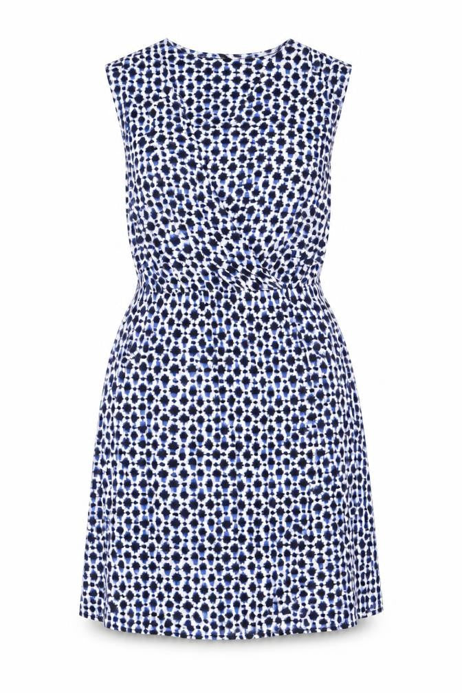 Marks & Spencer Womens White Geometric Viscose A-Line Size 10 V-Neck Pullover
