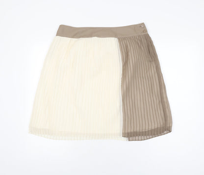 Next Womens Beige Polyester A-Line Skirt Size 14 Button
