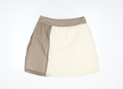 Next Womens Beige Polyester A-Line Skirt Size 14 Button